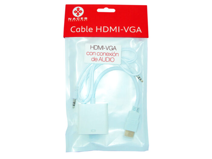 Naceb Technology NA-235 adaptador de cable de vídeo VGA (D-Sub) HDMI Tipo A (Estándar) Blanco - Image 2