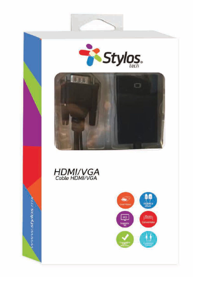 Stylos STACHV1B adaptador de cable de vídeo 0.15 m VGA (D-Sub) HDMI Tipo A (Estándar) Negro - Image 3