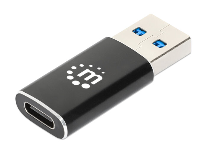 Manhattan 153980 cambiadores de género de cables USB A USB C Negro