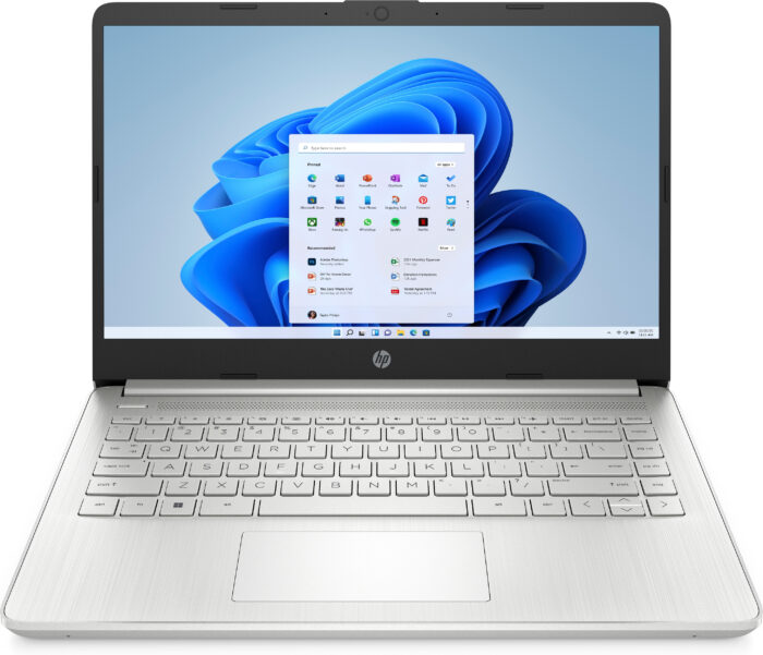 HP 14-dq0532la Intel® Celeron® N N4120 Computadora portátil 35.6 cm (14") HD 4 GB DDR4-SDRAM 128 GB SSD Wi-Fi 5 (802.11ac) Windows 11 Home Plata