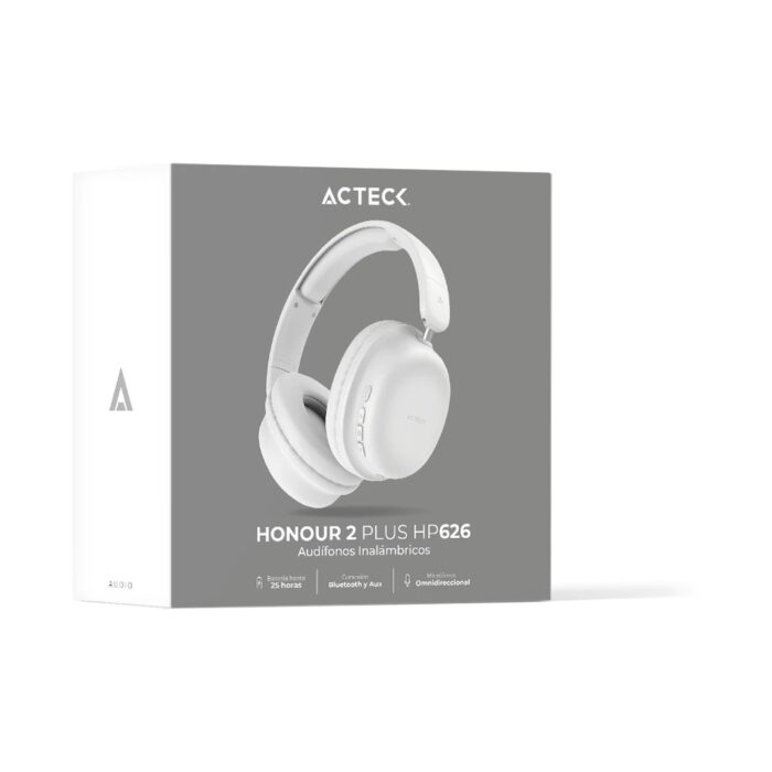 Acteck Honour 2 Plus HP626 Auriculares Inalámbrico y alámbrico Diadema Llamadas/Música USB Tipo C Bluetooth Blanco - Image 4