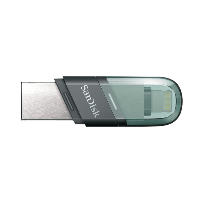 SanDisk iXpand Flash Drive Flip unidad flash USB 128 GB USB Type-A / Lightning 3.2 Gen 1 (3.1 Gen 1) Gris, Plata, Transparente